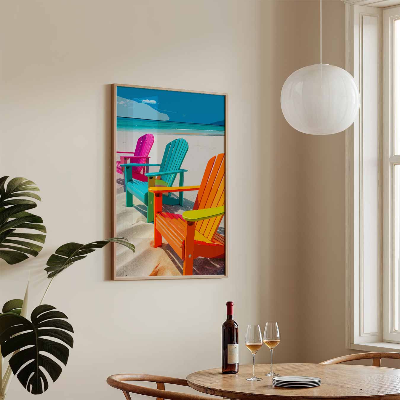 Kleurrijke Strandstoelen Poster