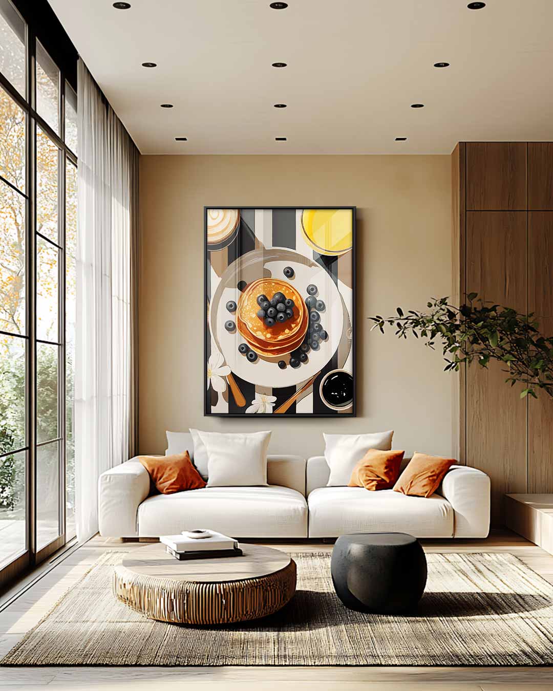 Ontbijtverrukkingen met Pannenkoeken en Bessen Kunstwerk-canvas-dibond-plexiglas-wanddecoratie-WallArtistic