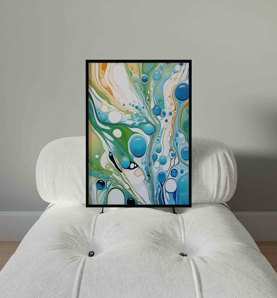 Abstracte blauwe en groene vormen Poster