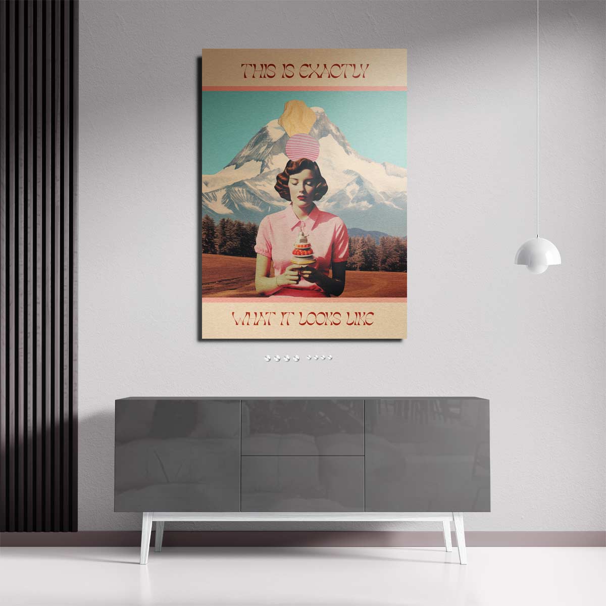 Surrealistische Dame met IJs Kunstwerk-canvas-dibond-plexiglas-wanddecoratie-WallArtistic