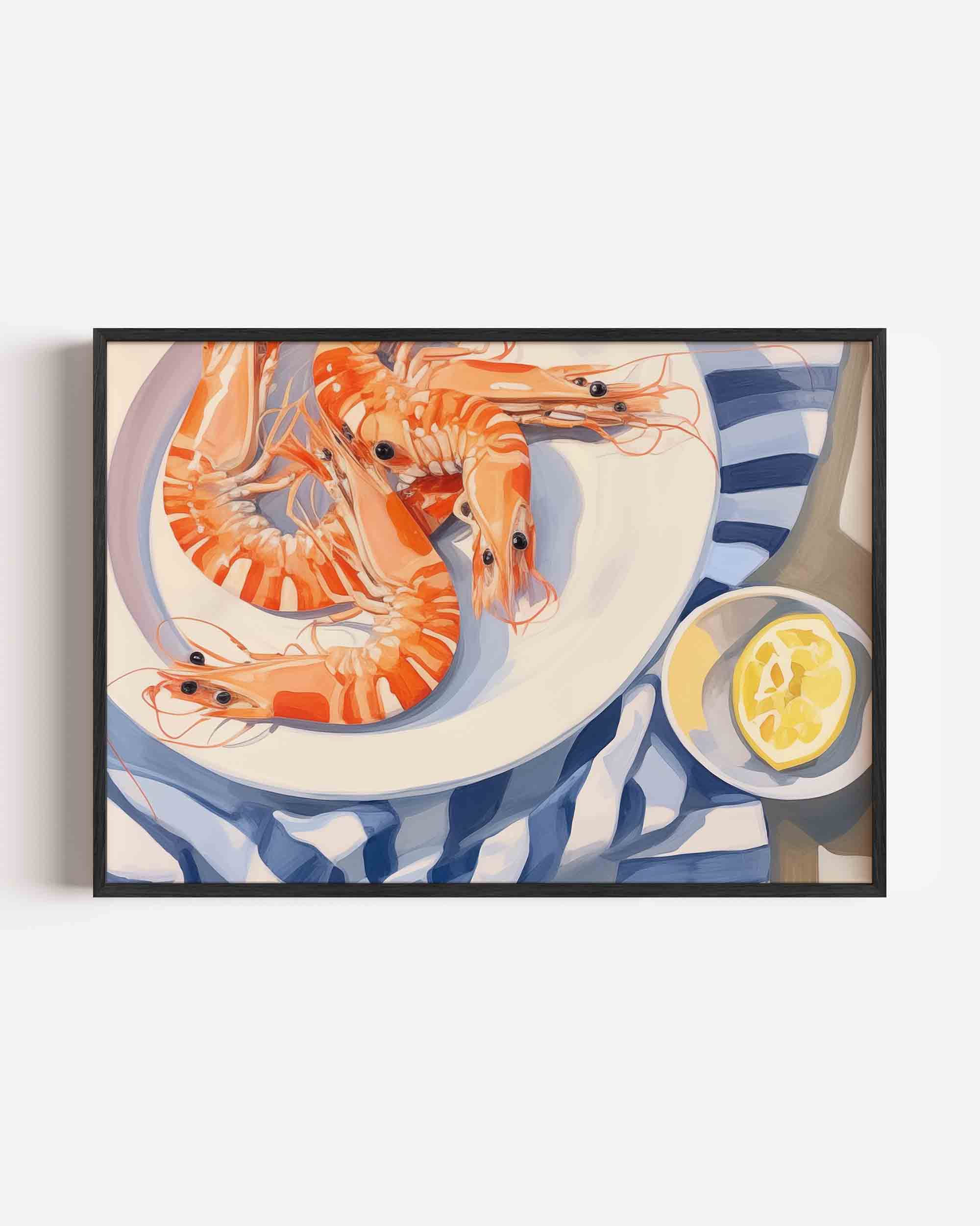 Garnalen op bord Poster