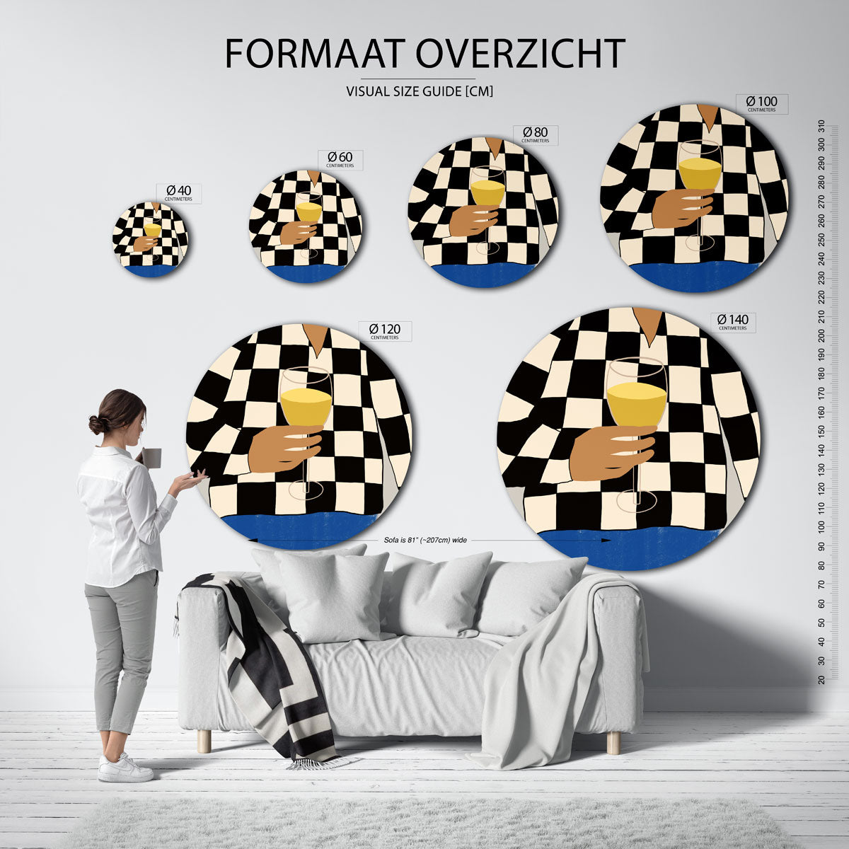 Geruit overhemd met glas Muurcirkel