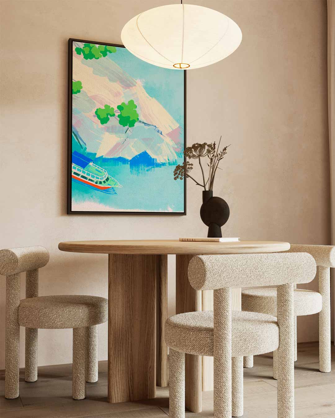 Vrolijke Varende Boot Kunstwerk-canvas-dibond-plexiglas-wanddecoratie-WallArtistic