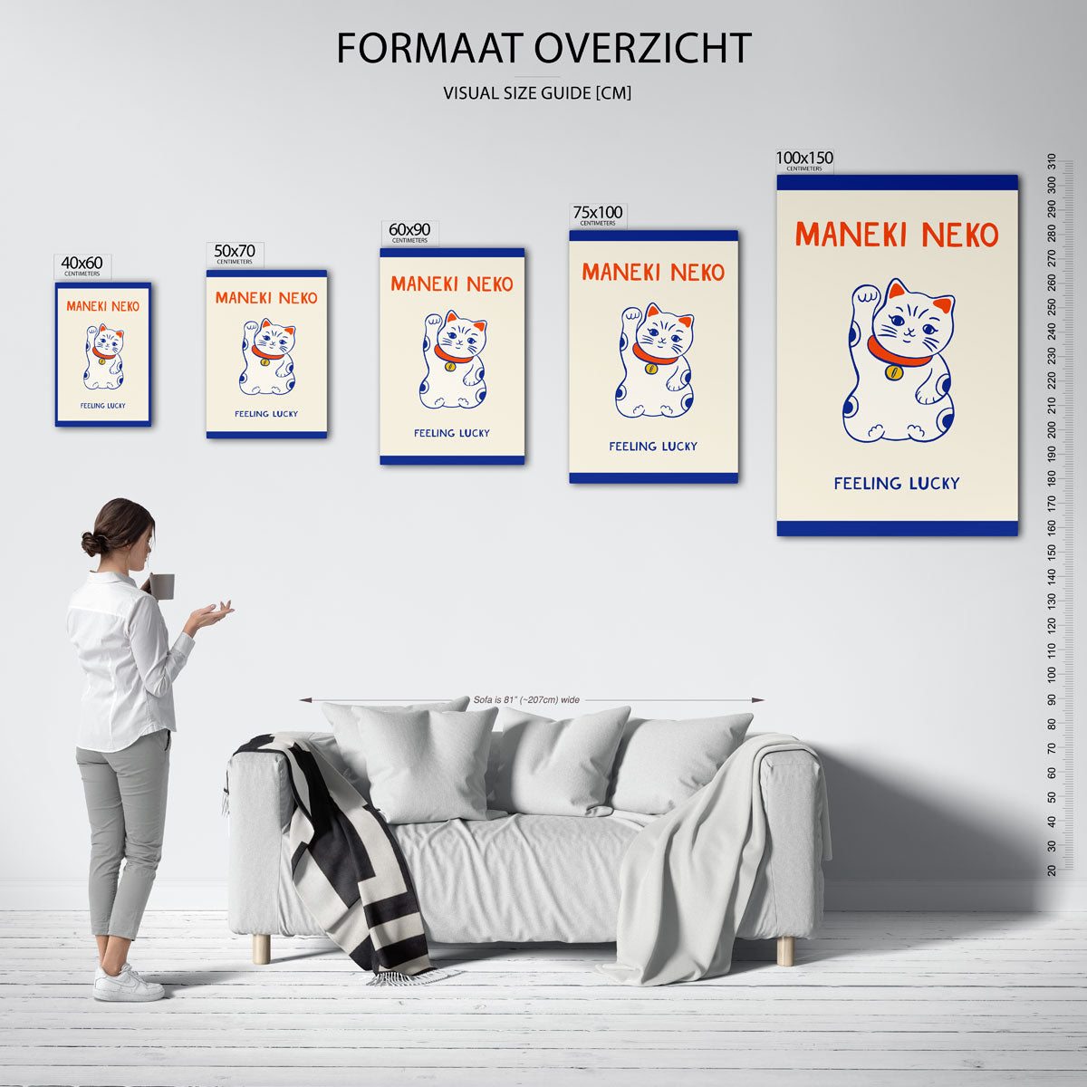 Geluksbrenger kat – decoratief kunstwerk voor aan de muur