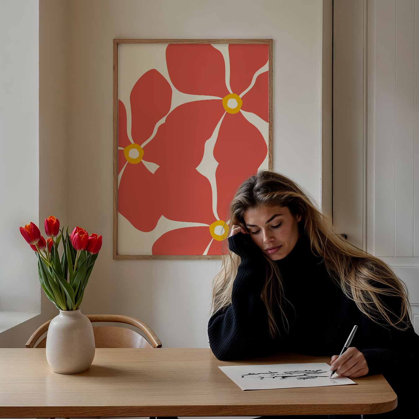 Bloemenpracht in Koraal Poster