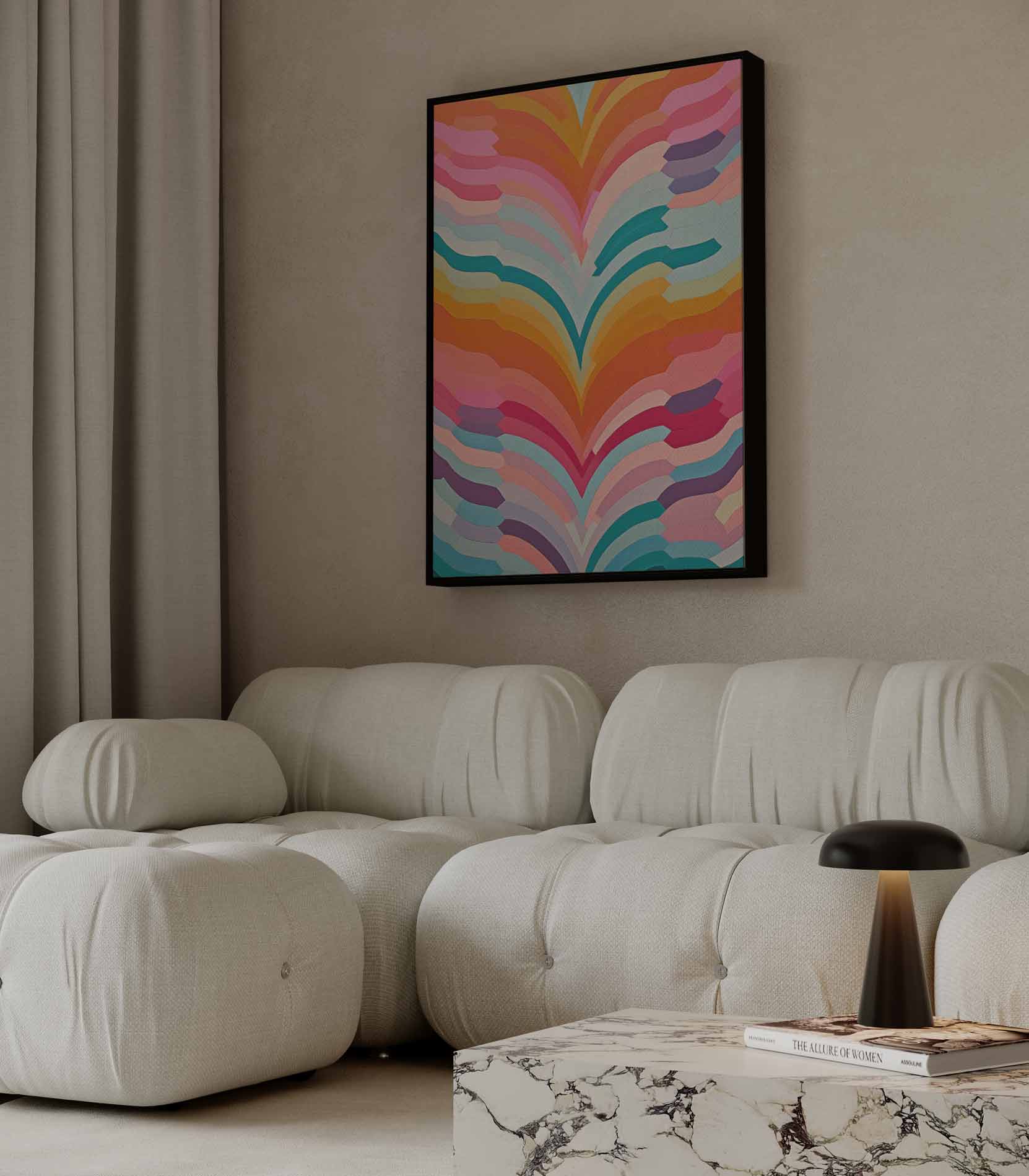 Kleurrijke Golven Kunstwerk-canvas-dibond-plexiglas-wanddecoratie-WallArtistic