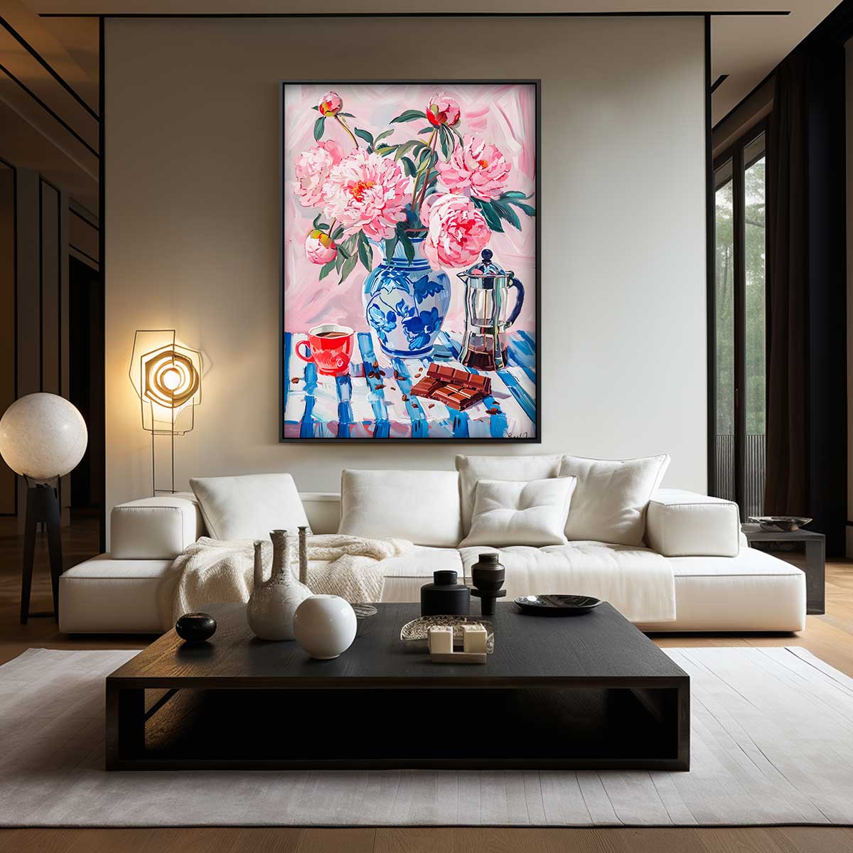 Bloeiende Pioenen in Stilleven Kunstwerk-canvas-dibond-plexiglas-wanddecoratie-WallArtistic