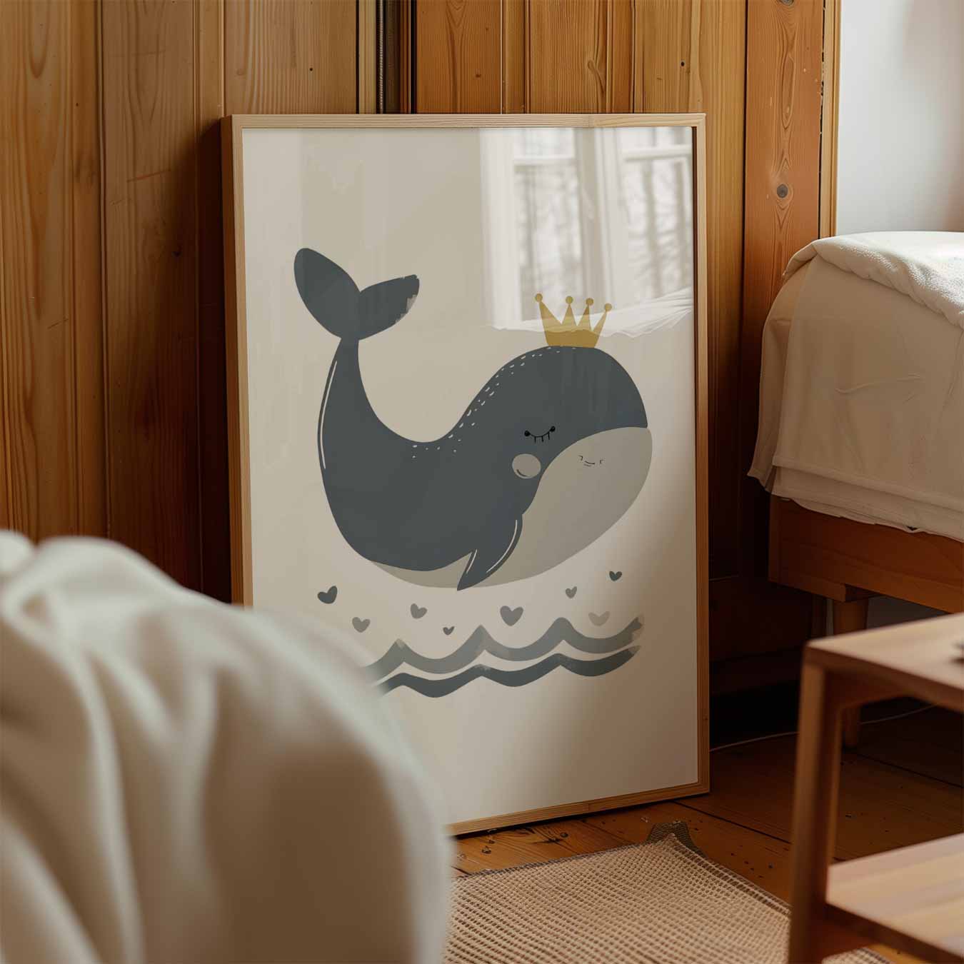 Schattige Walvis Met Kroon Poster-WallArtistic