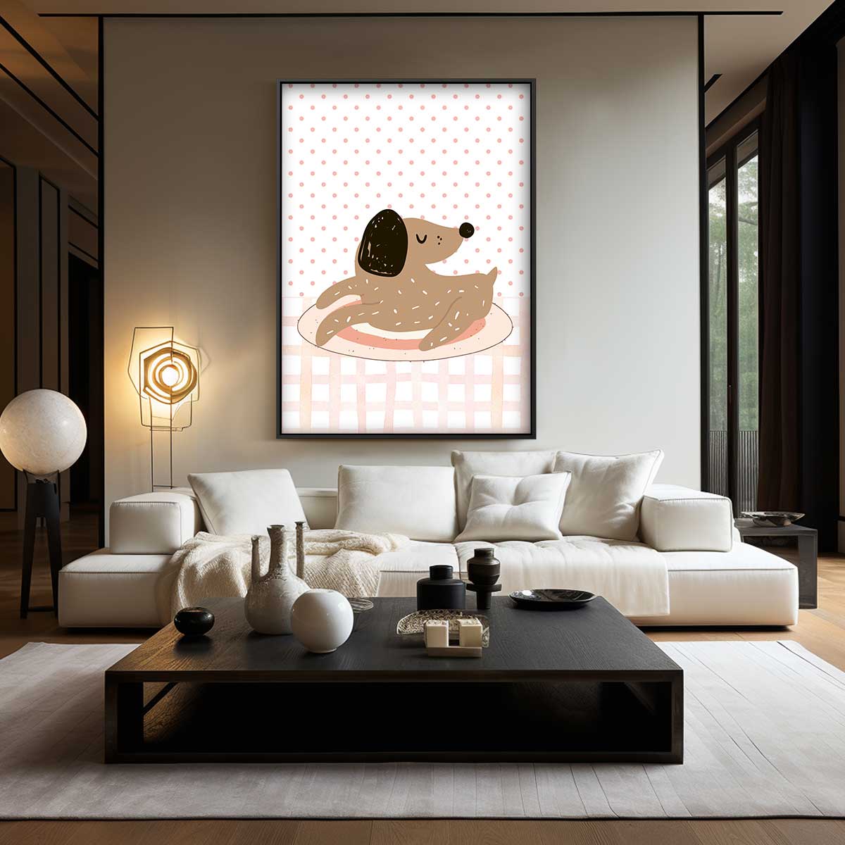 Schattige Slapende Hond Kunstwerk-canvas-dibond-plexiglas-wanddecoratie-WallArtistic