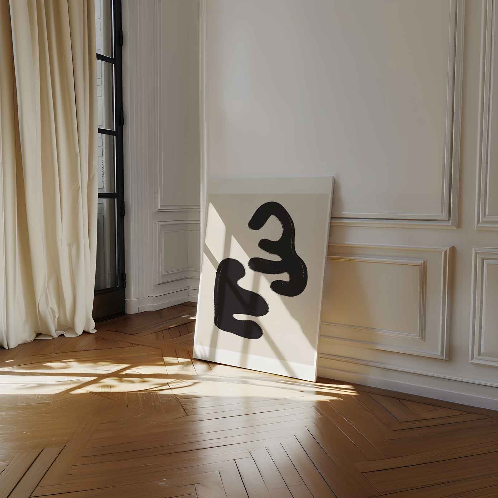 Organische Vormen in Zwart Kunstwerk-canvas-dibond-plexiglas-wanddecoratie-WallArtistic