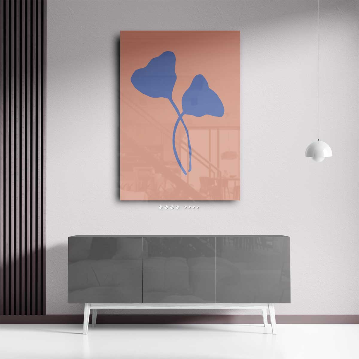 Abstracte Blauwe Blaadjes Kunstwerk-canvas-dibond-plexiglas-wanddecoratie-WallArtistic