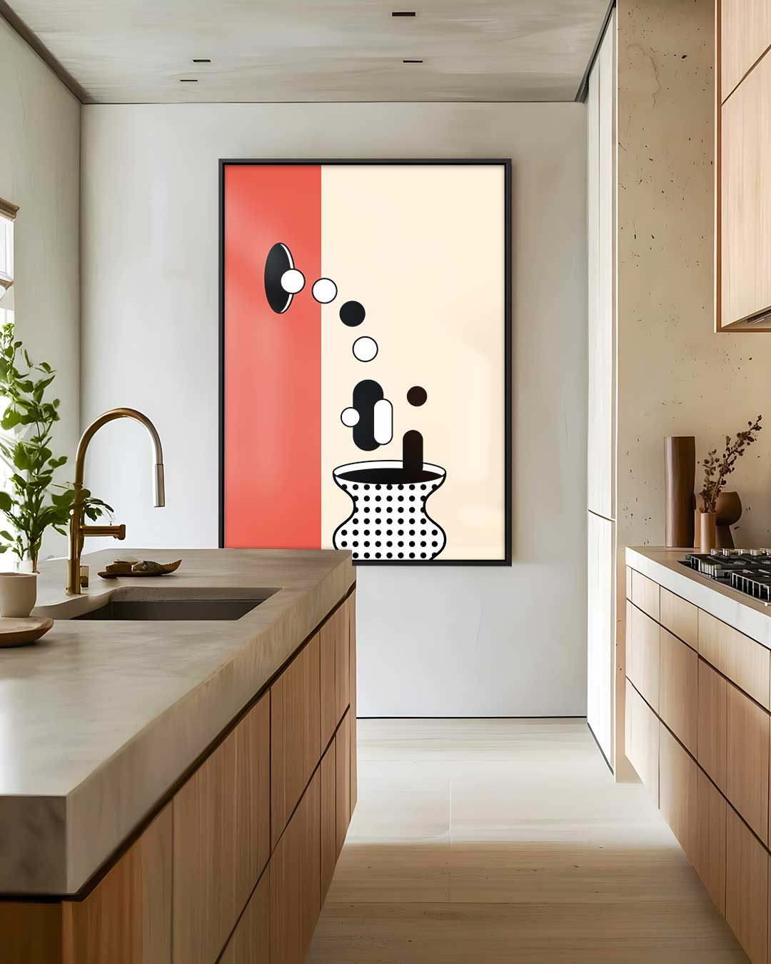 Geometrische Vaas in Stippen Kunstwerk-canvas-dibond-plexiglas-wanddecoratie-WallArtistic