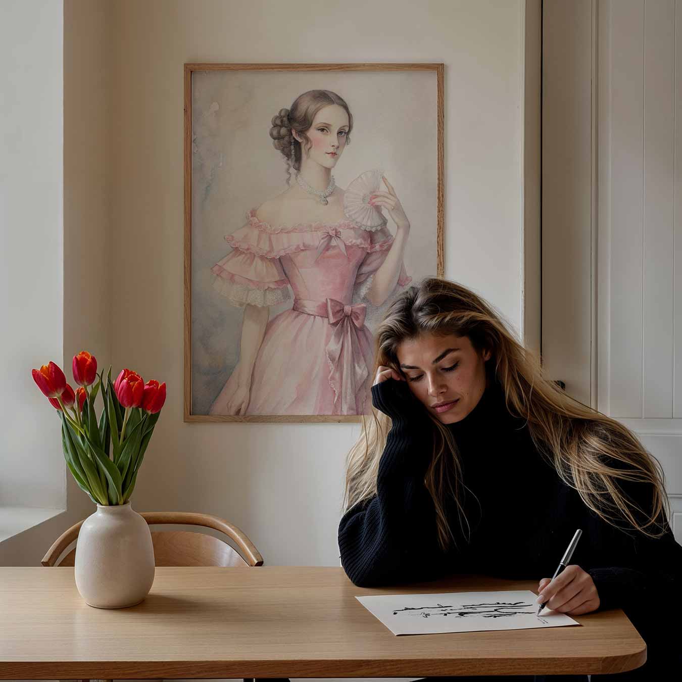 Romantische Vintage Dame Poster-WallArtistic