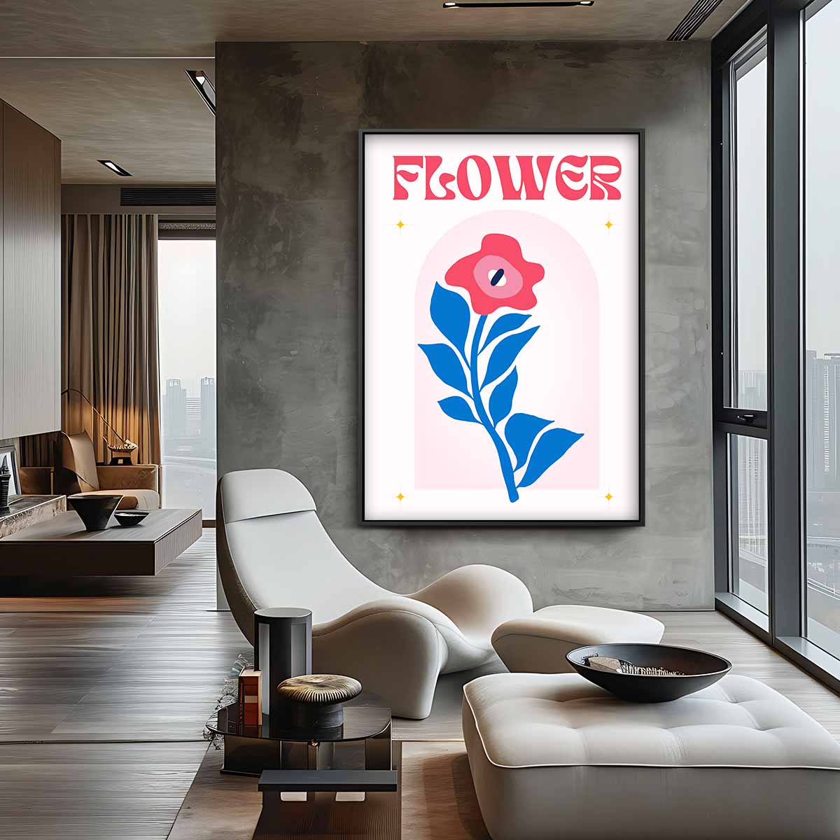 Retro Bloemenposter Kunstwerk-canvas-dibond-plexiglas-wanddecoratie-WallArtistic