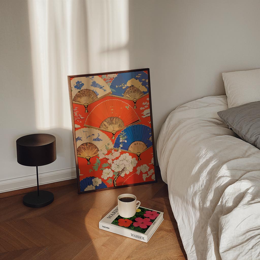 Kleurrijke Waaier en Bloemen Poster-WallArtistic