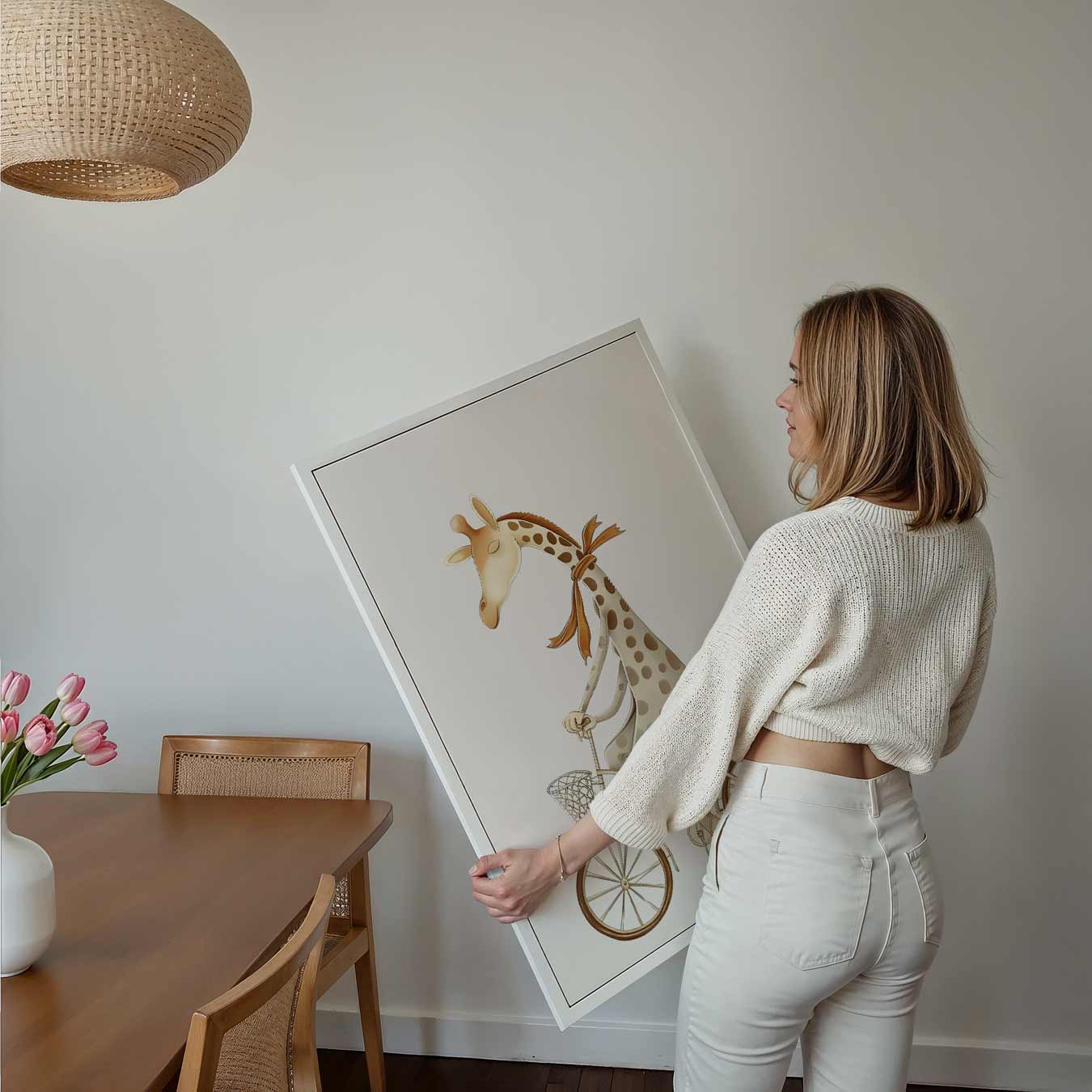 Dromerige Giraffe op Fiets Poster-WallArtistic