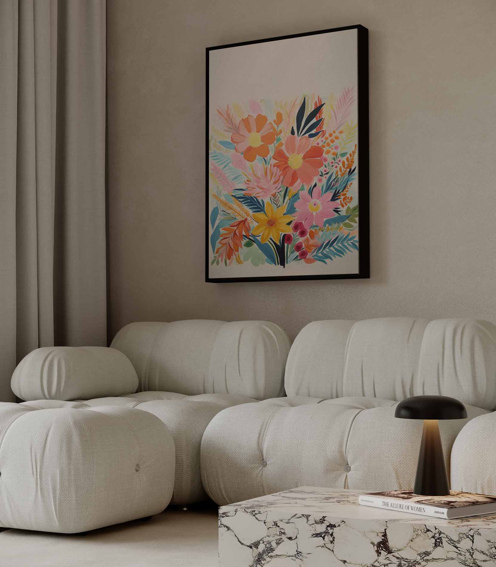 Kleurrijke Bloemenpracht Kunstwerk-canvas-dibond-plexiglas-wanddecoratie-WallArtistic
