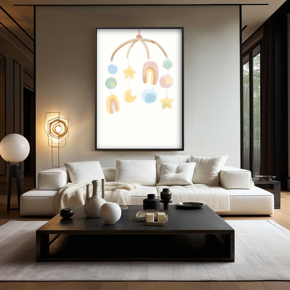 Dromerige Regenboog Babymobiel Kunstwerk-canvas-dibond-plexiglas-wanddecoratie-WallArtistic