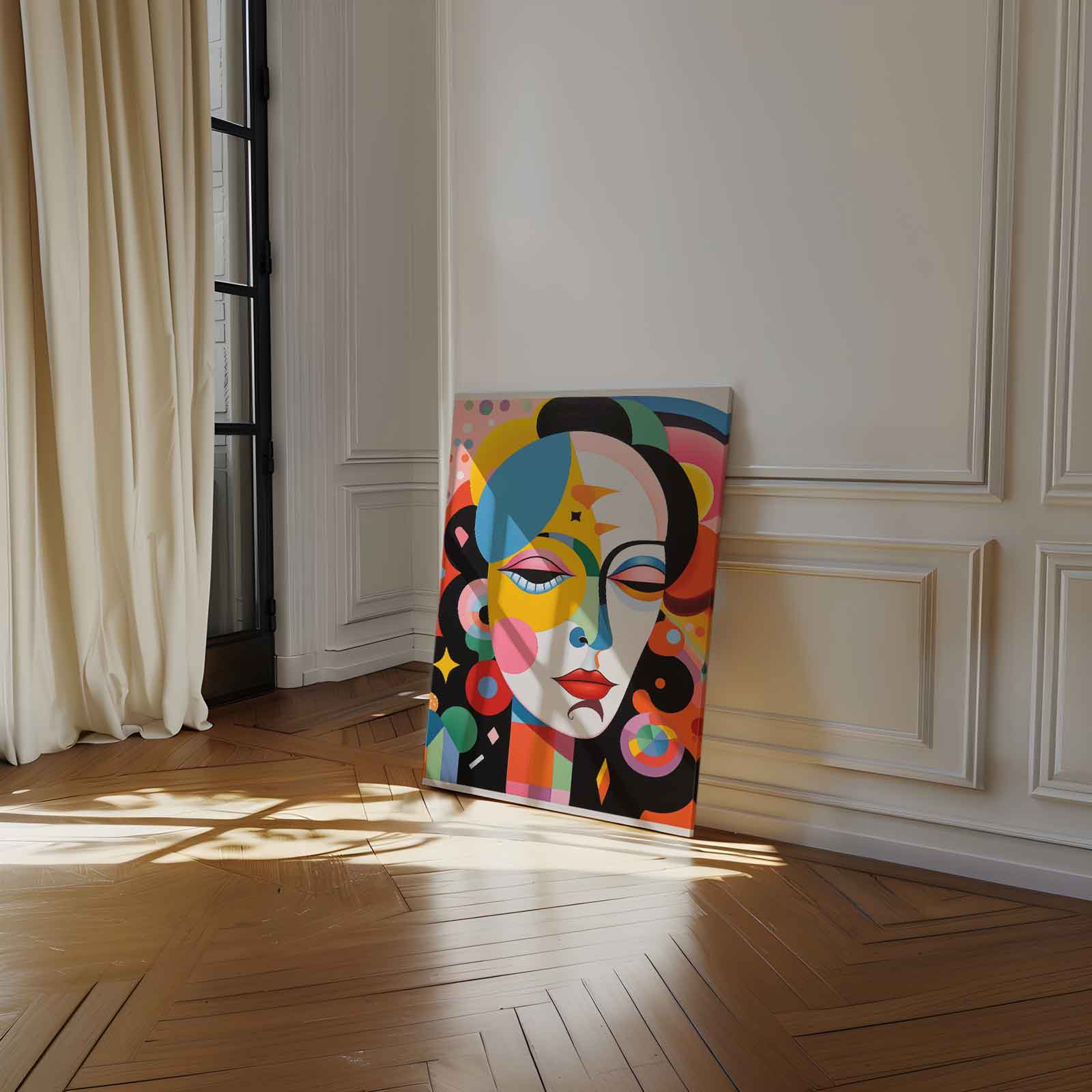 Kleurrijke Dromenportret Kunstwerk-canvas-dibond-plexiglas-wanddecoratie-WallArtistic