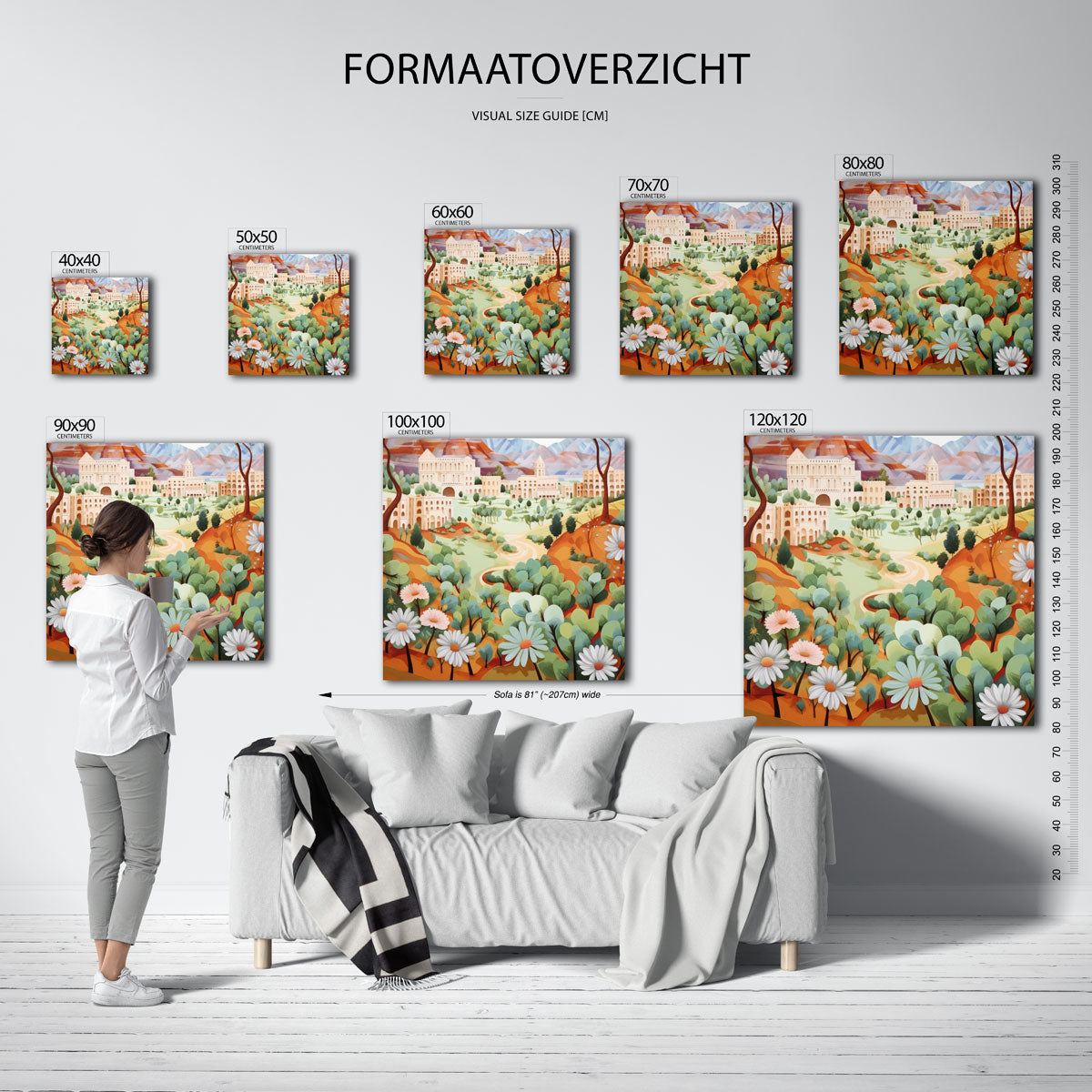 Landschap met gebouwen Poster