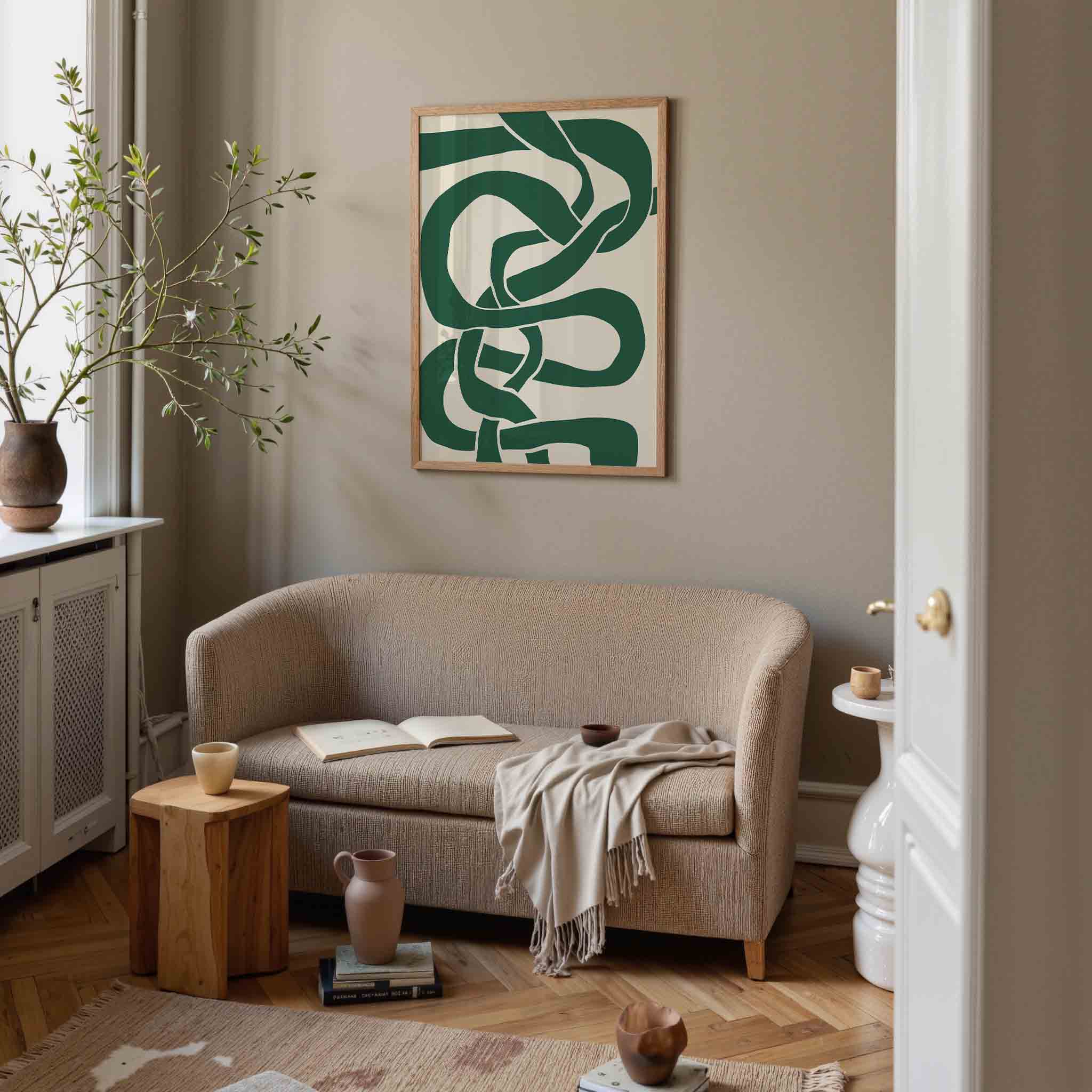 Groene kronkelende vormen Poster