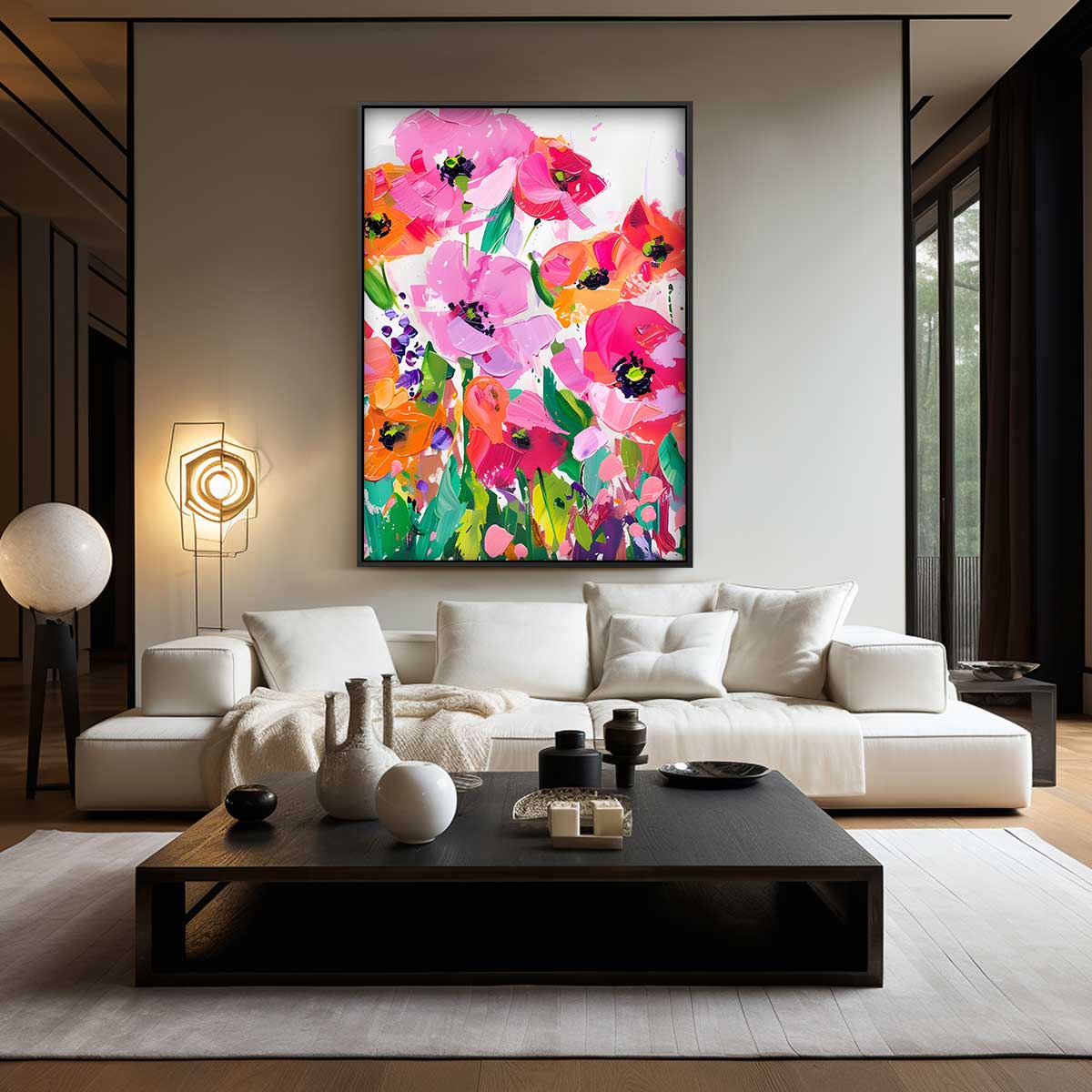 Bloemenveld in Vrolijke Kleuren Kunstwerk-canvas-dibond-plexiglas-wanddecoratie-WallArtistic