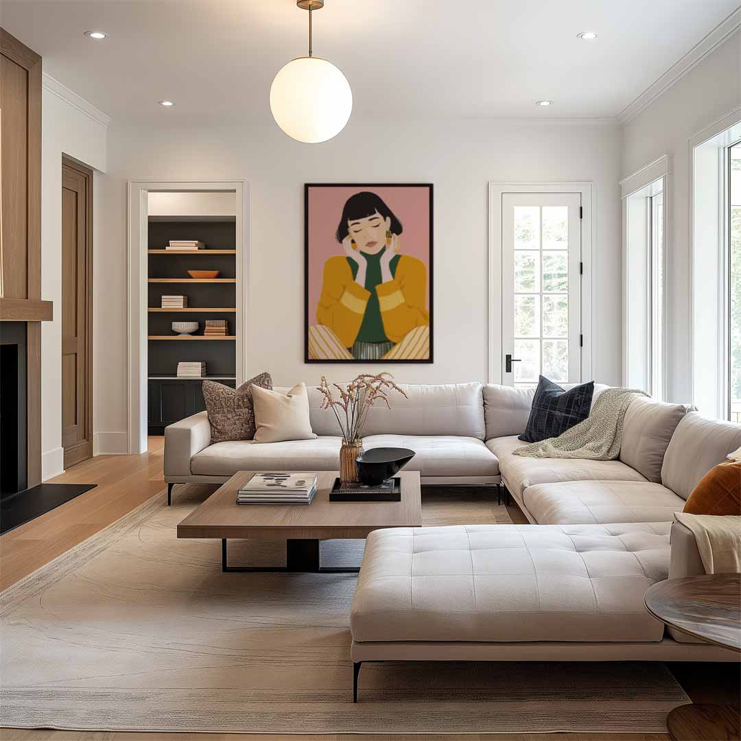 Mediterende Vrouw in Stijlvolle Armoede Kunstwerk-canvas-dibond-plexiglas-wanddecoratie-WallArtistic