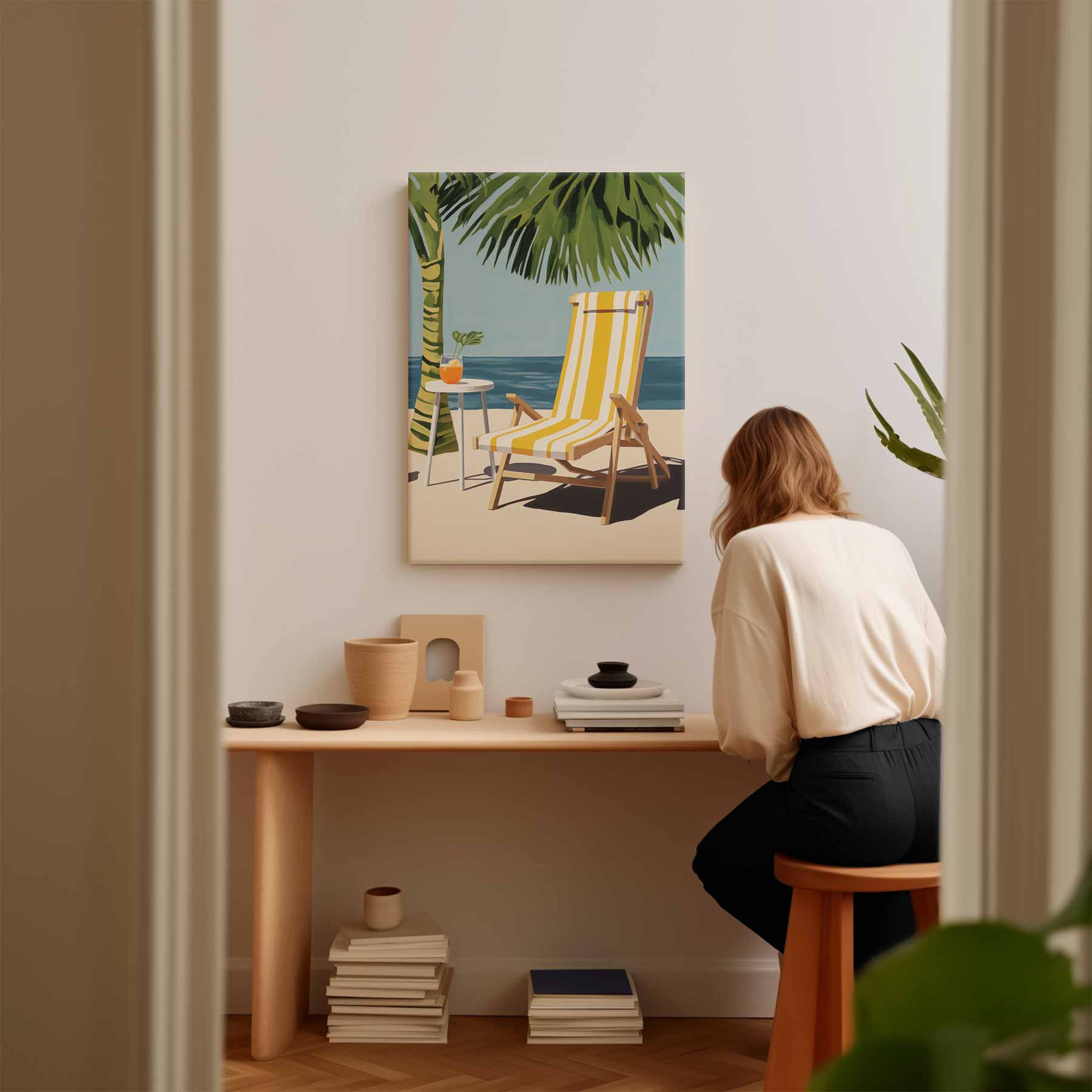 Zomerdag aan het Strand Kunstwerk-canvas-dibond-plexiglas-wanddecoratie-WallArtistic