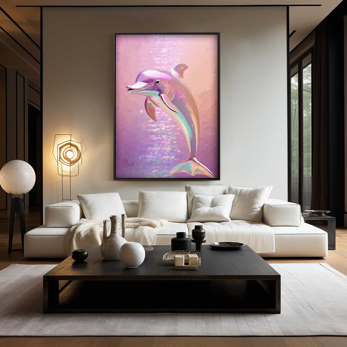 Dromerige Dolfijn Kunstwerk-canvas-dibond-plexiglas-wanddecoratie-WallArtistic