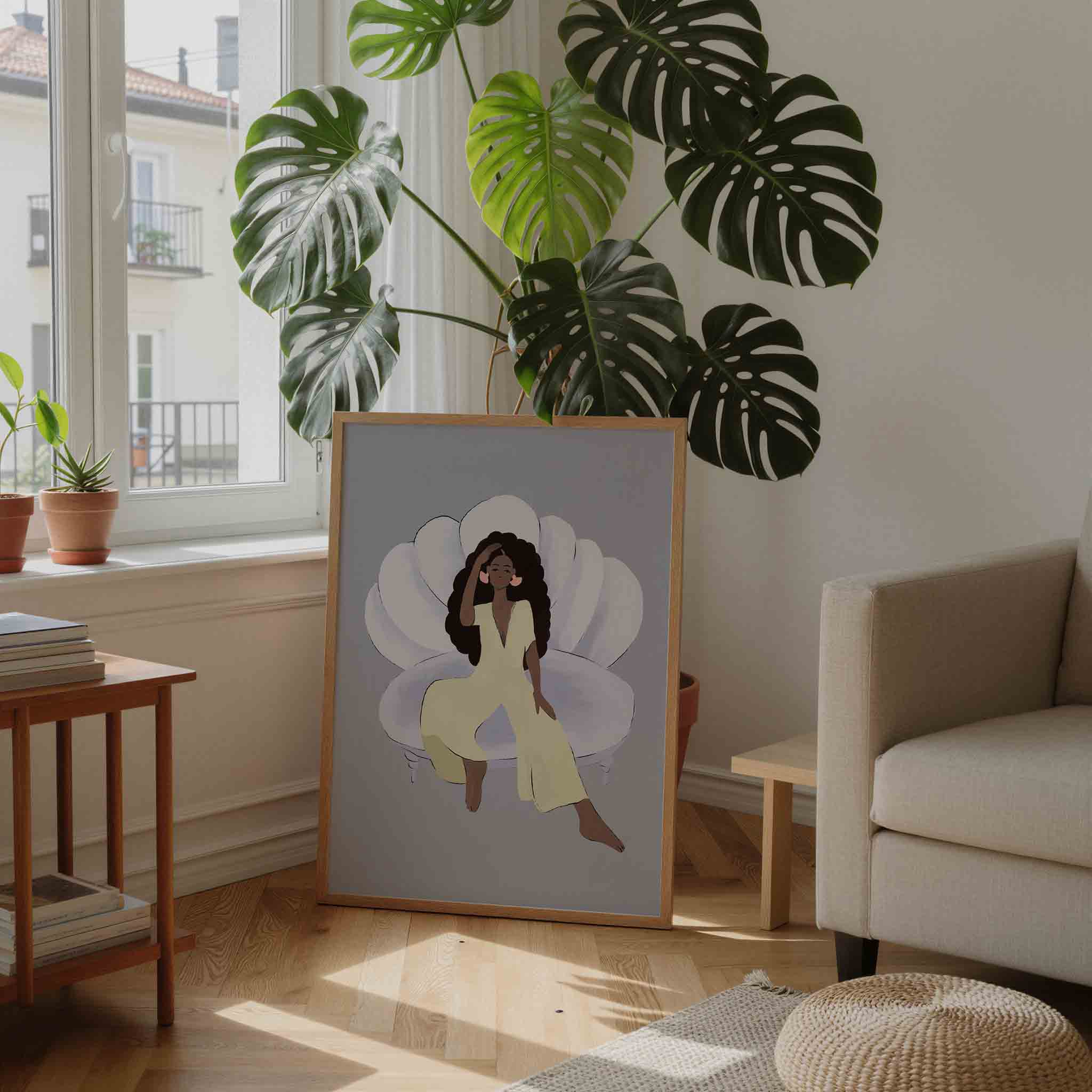 Vrouw op schelp Poster
