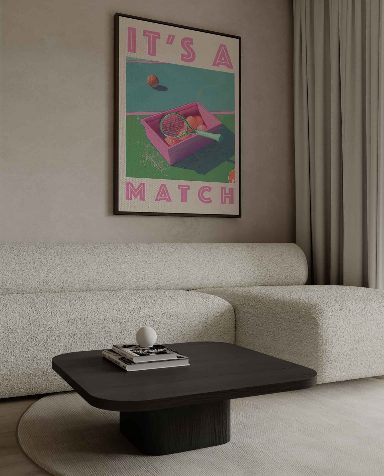 It's a Match - Retro Tennis Kunstwerk-canvas-dibond-plexiglas-wanddecoratie-WallArtistic