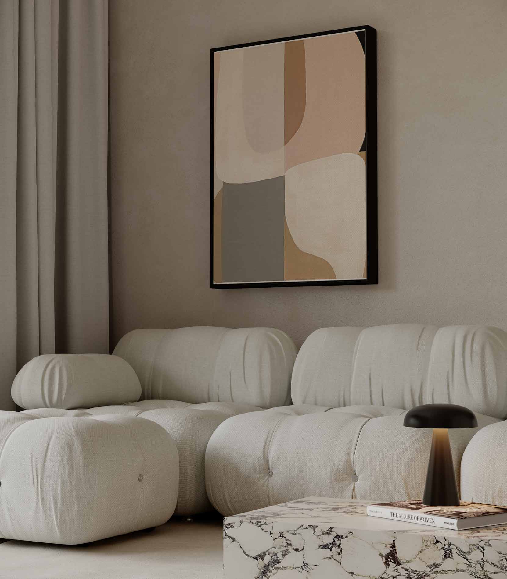 Minimalistische Abstractie in Aardetinten Kunstwerk-canvas-dibond-plexiglas-wanddecoratie-WallArtistic