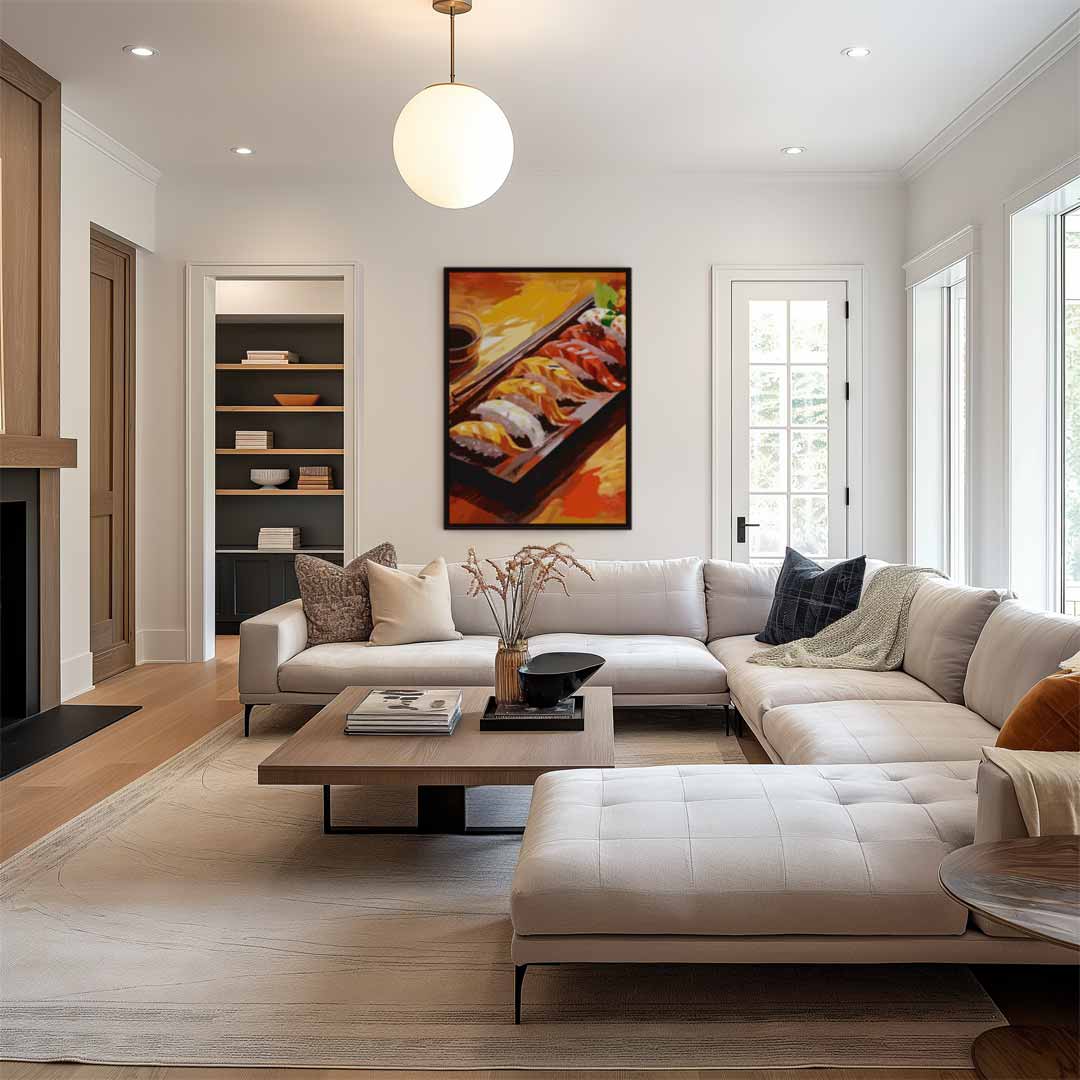 Kleurrijke Sushi Fantasie Kunstwerk-canvas-dibond-plexiglas-wanddecoratie-WallArtistic