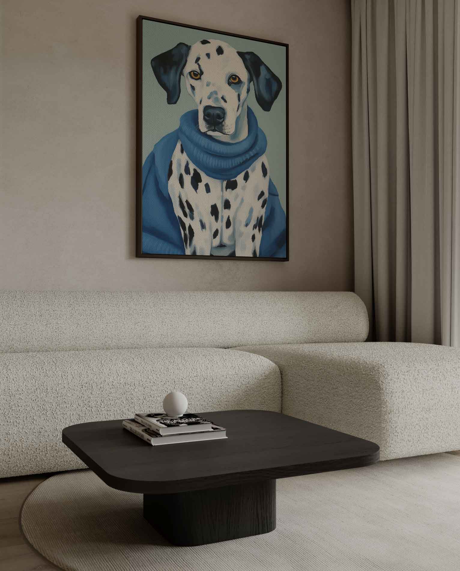 Modieuze Dalmatiër in Blauw Kunstwerk-canvas-dibond-plexiglas-wanddecoratie-WallArtistic