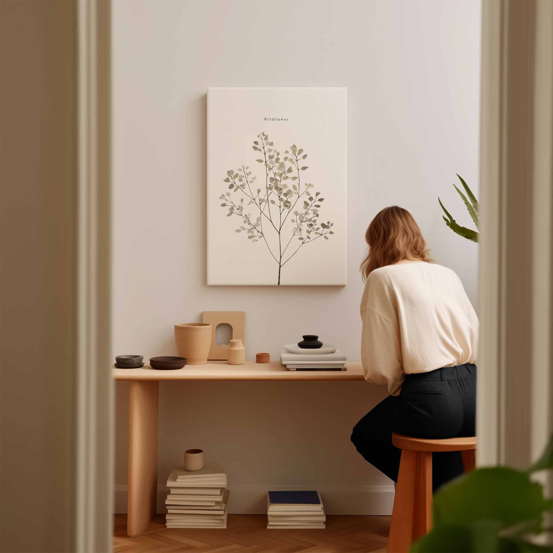 Minimalistische Wilde Bloem Illustratie Kunstwerk-canvas-dibond-plexiglas-wanddecoratie-WallArtistic