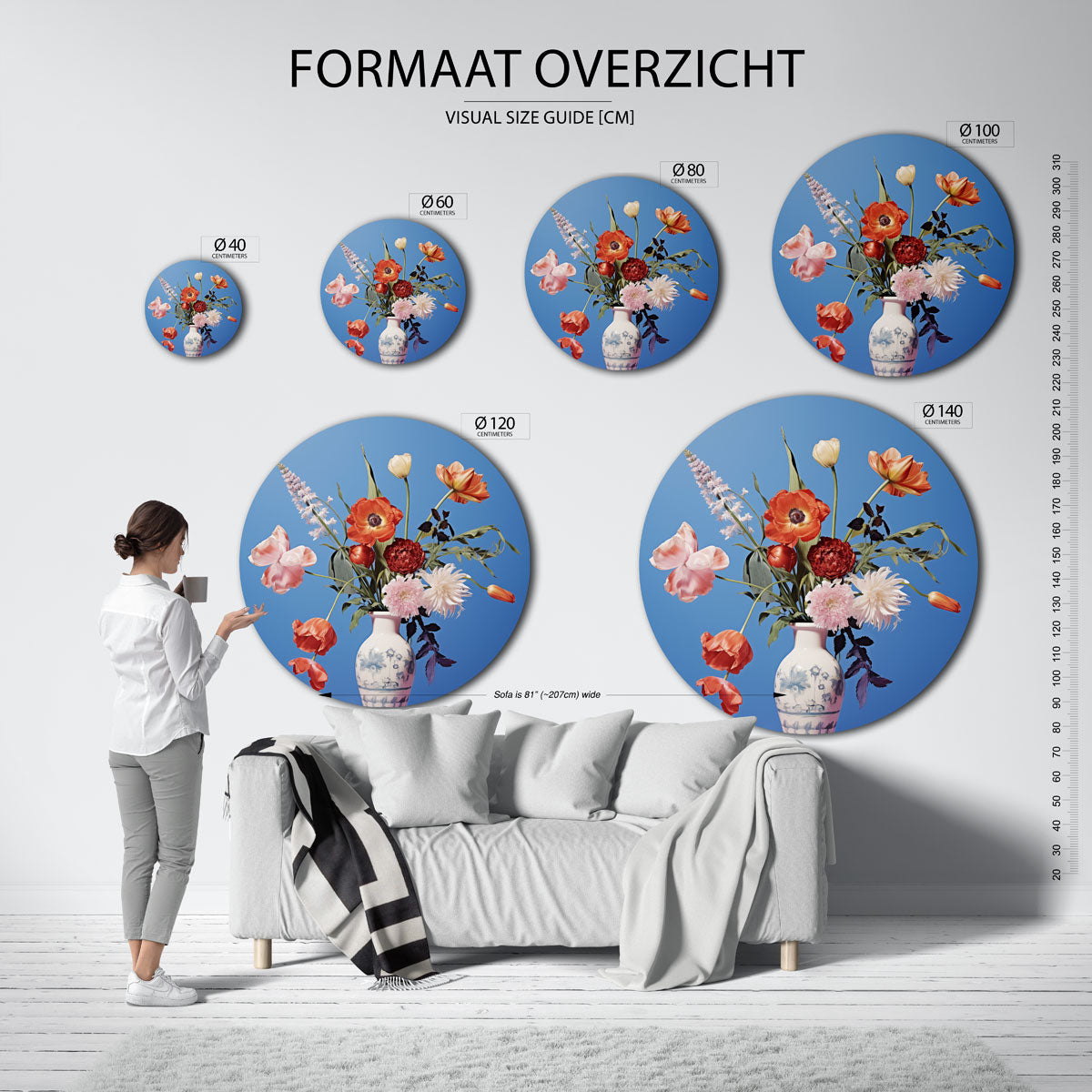 Bloemen in vaas Muurcirkel