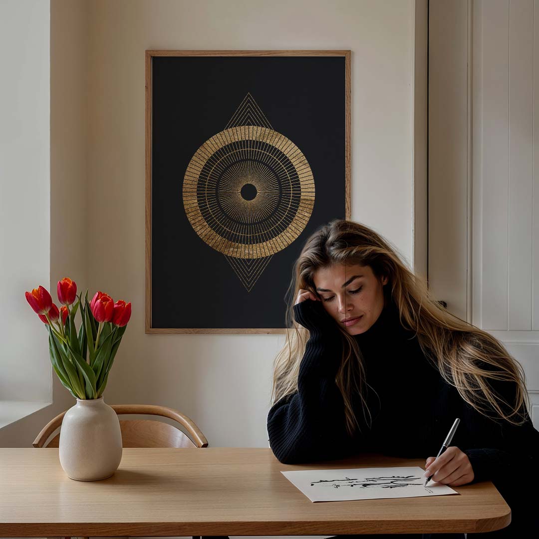 Gouden Geometrische Cirkel Poster-WallArtistic