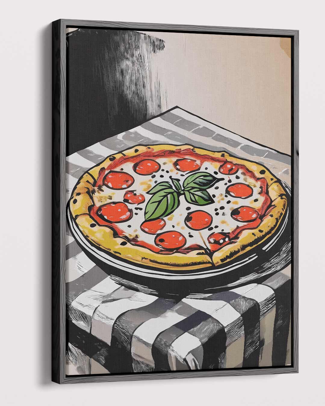 Pizza op Tafel Schilderij Kunstwerk-canvas-dibond-plexiglas-wanddecoratie-WallArtistic