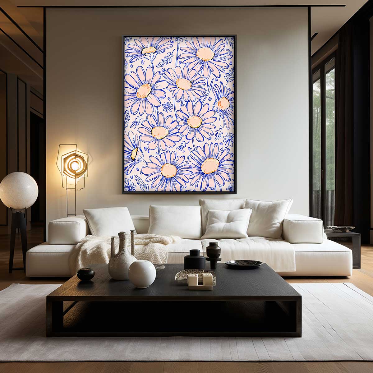 Zonsondergang Madeliefjes Kunstwerk-canvas-dibond-plexiglas-wanddecoratie-WallArtistic