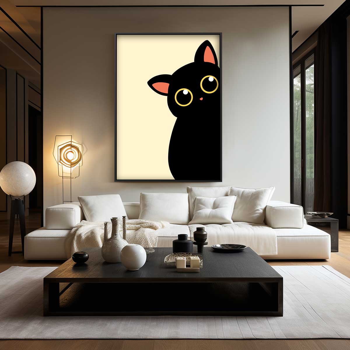 Schattige Kat Poster Kunstwerk-canvas-dibond-plexiglas-wanddecoratie-WallArtistic