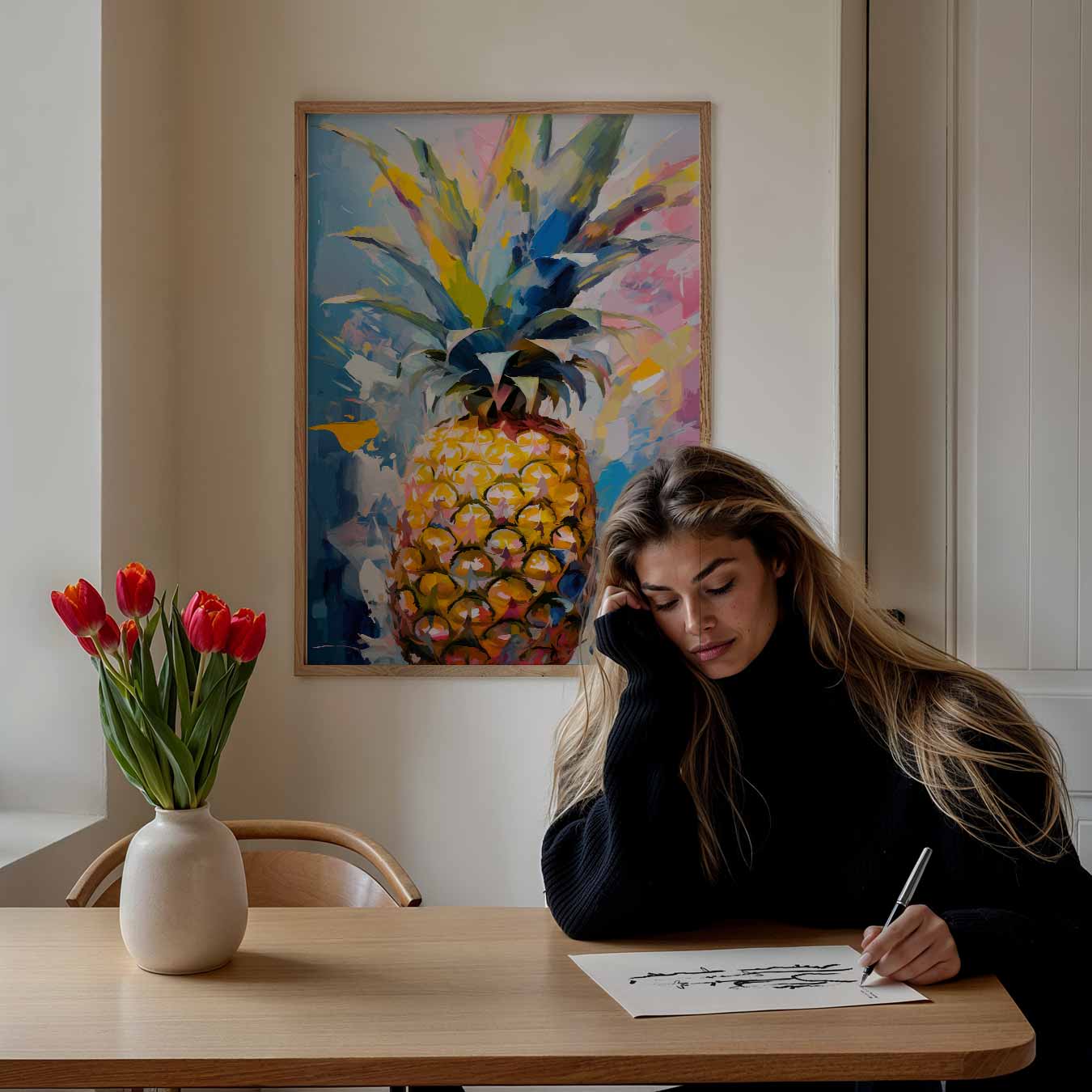 Ananas Kleurenexplosie Poster-WallArtistic