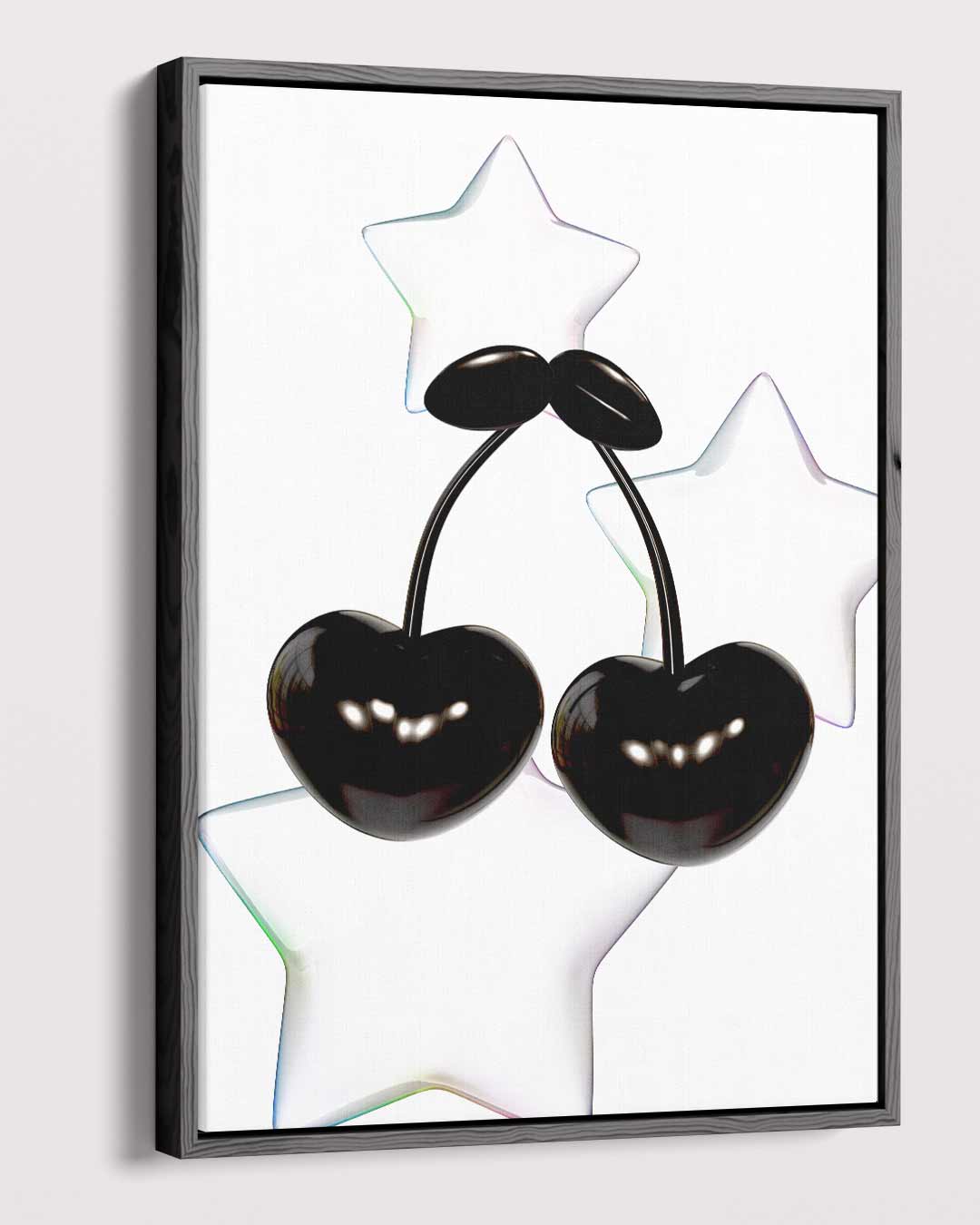 Spelende Kersen en Sterren Kunstwerk-canvas-dibond-plexiglas-wanddecoratie-WallArtistic