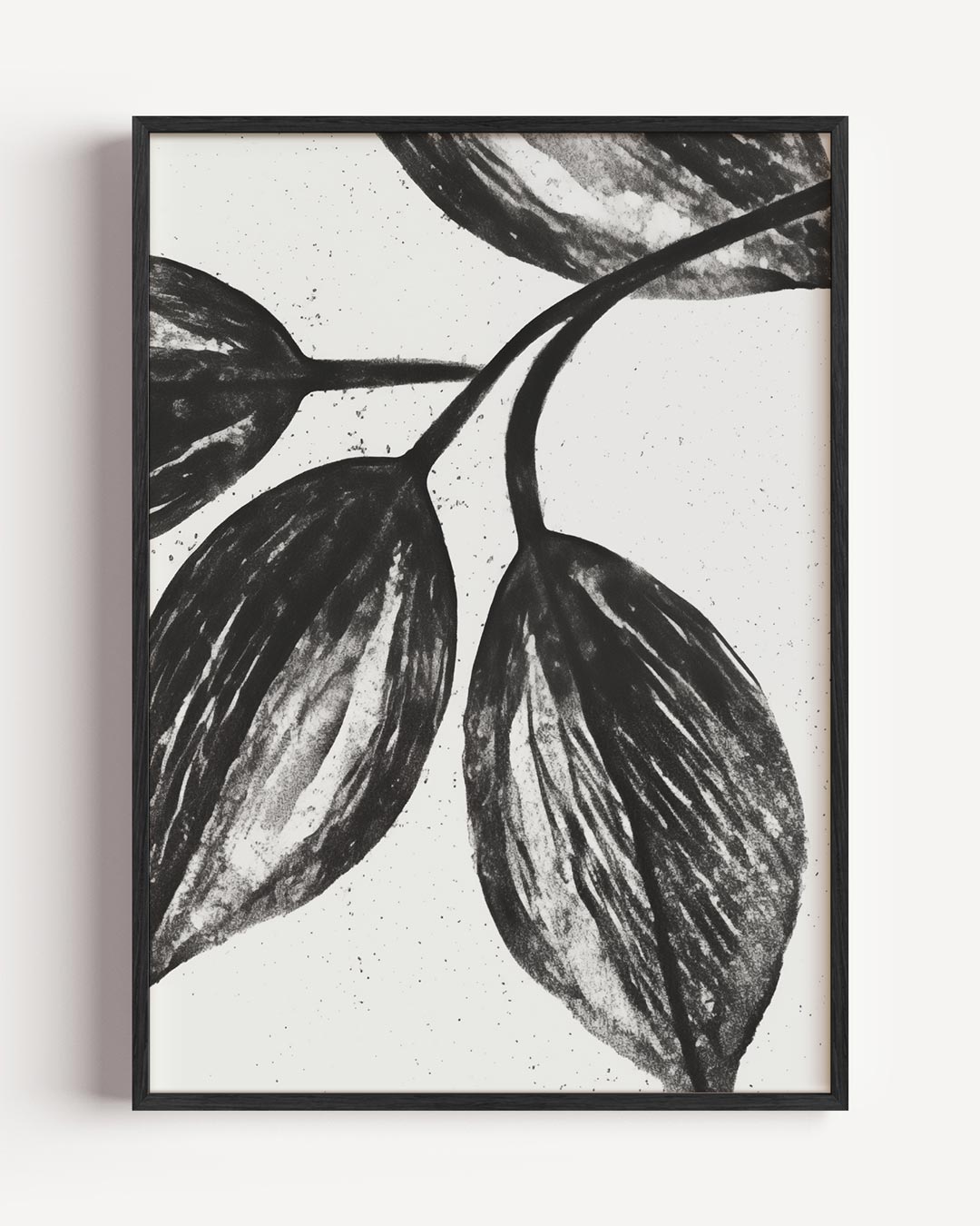 Zwart-witte Bladeren Kunstposter-WallArtistic