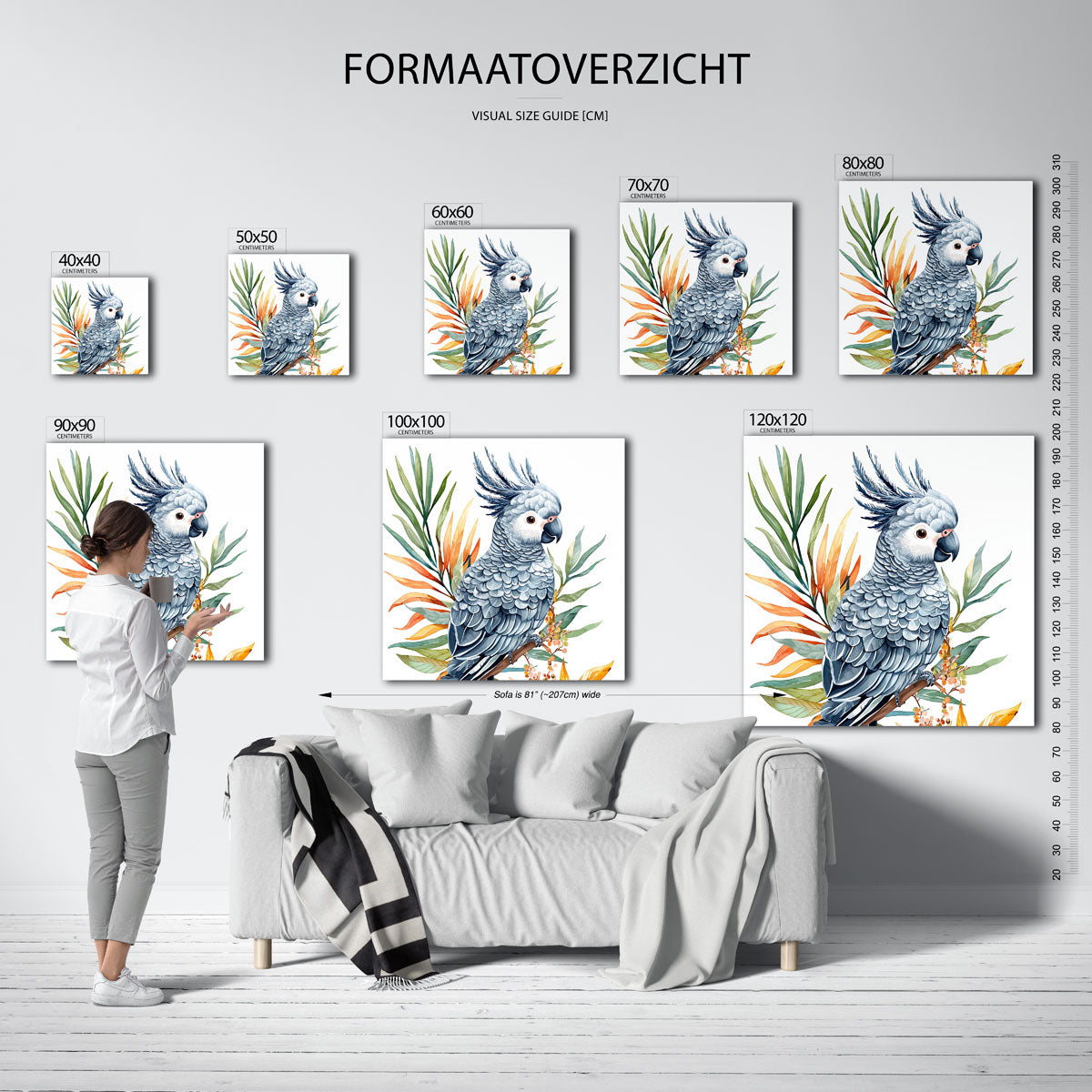 Papegaai met bladeren Poster