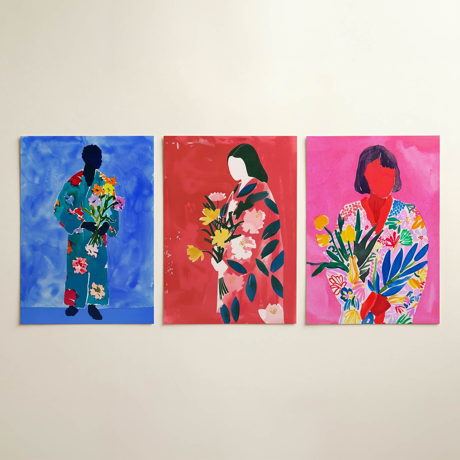Bloemen en silhouet Posterset