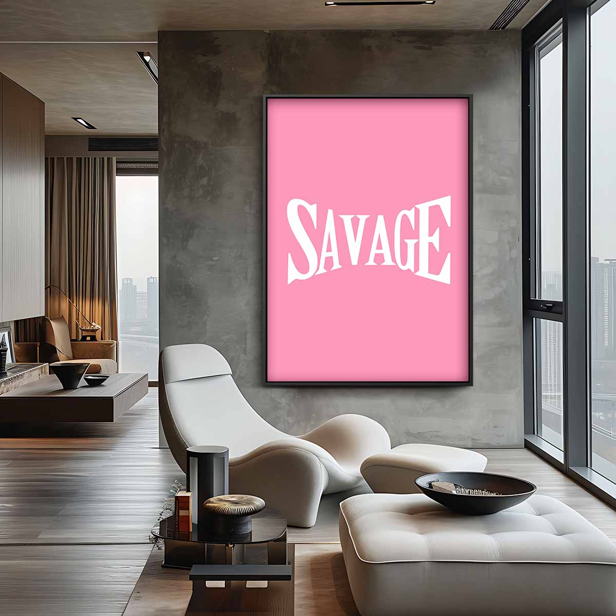 Gedurfde Typografie op Roze Kunstwerk-canvas-dibond-plexiglas-wanddecoratie-WallArtistic