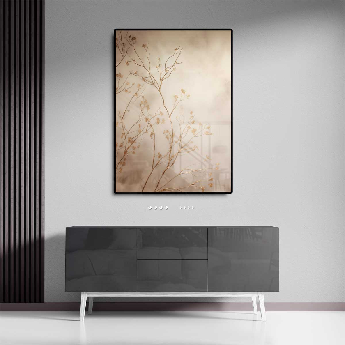 Gouden Takken in Mist Kunstwerk-canvas-dibond-plexiglas-wanddecoratie-WallArtistic