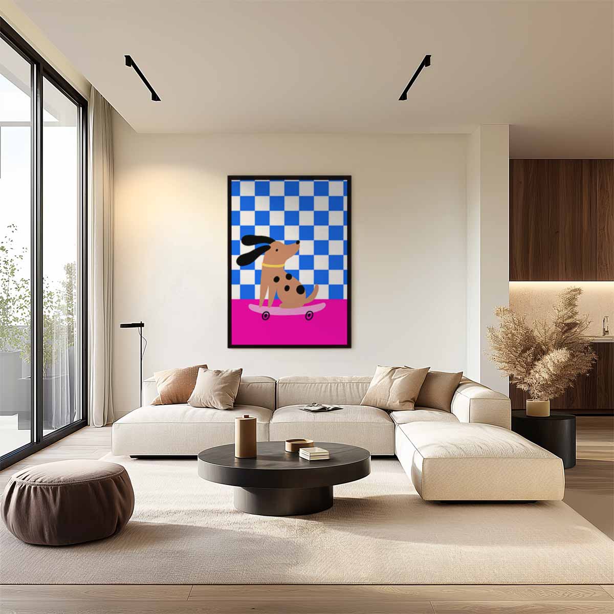 Skaterhondje in Stijl Kunstwerk-canvas-dibond-plexiglas-wanddecoratie-WallArtistic