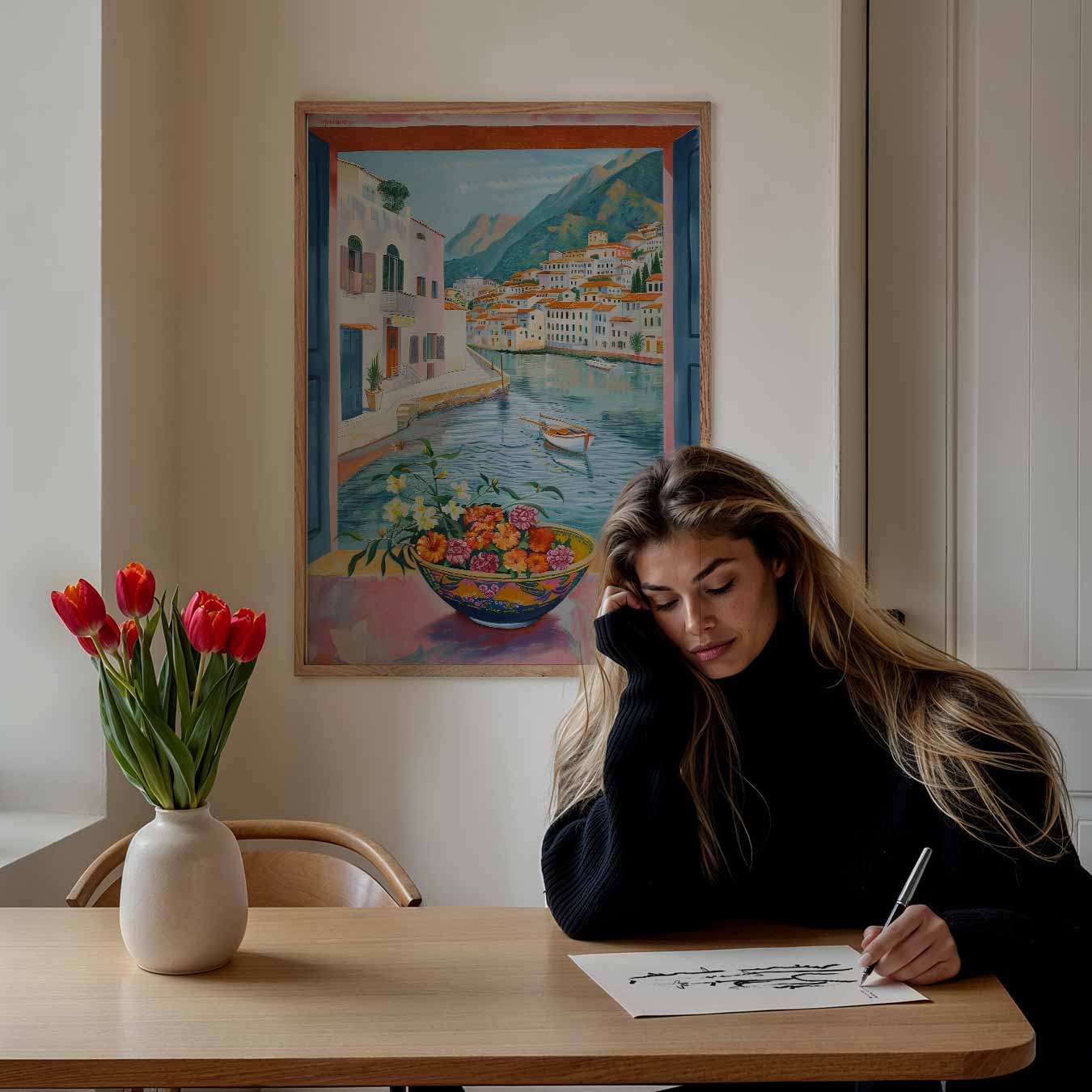 Venster naar de Middellandse Zee Poster-WallArtistic