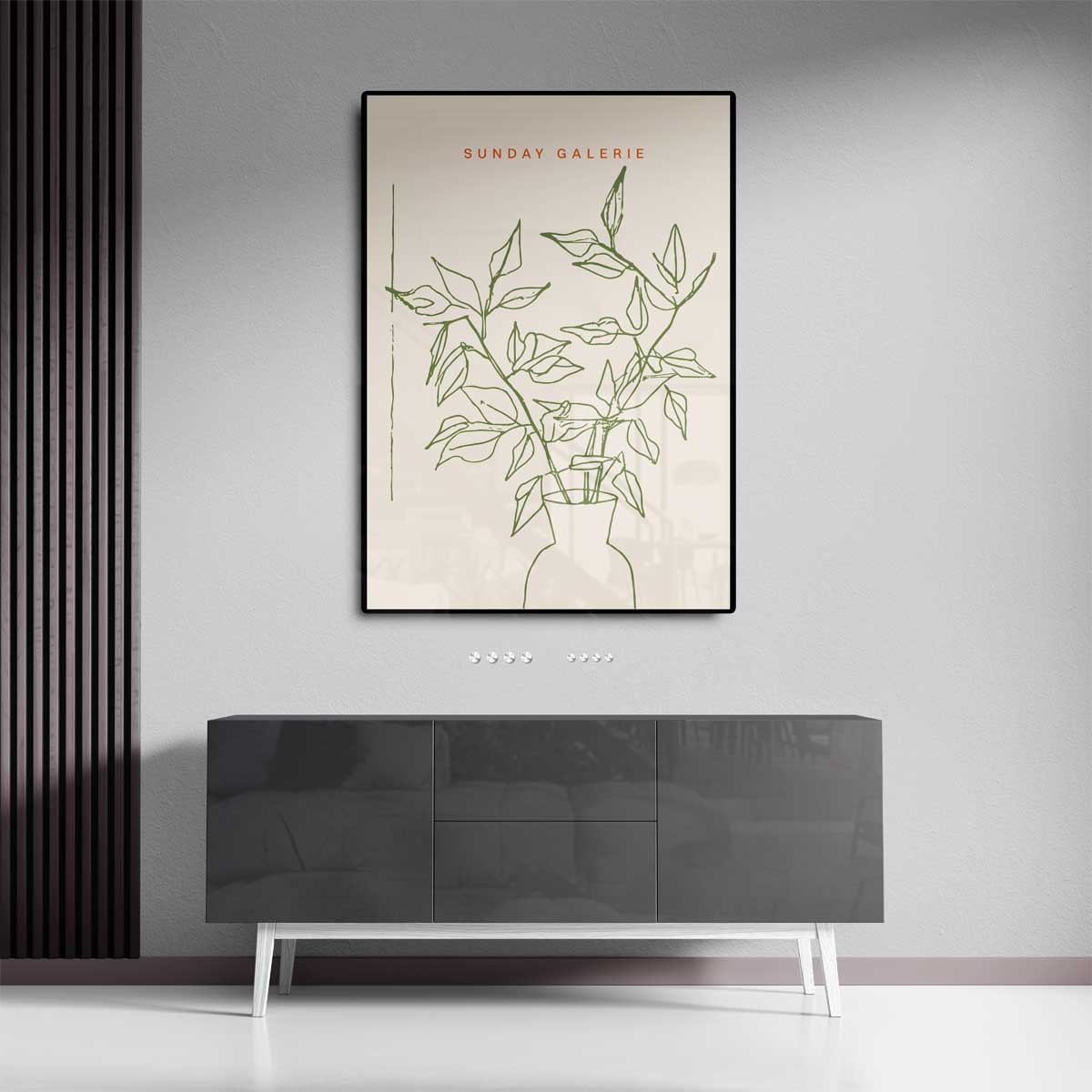 Botanische Lijntekening op Canvas Kunstwerk-canvas-dibond-plexiglas-wanddecoratie-WallArtistic